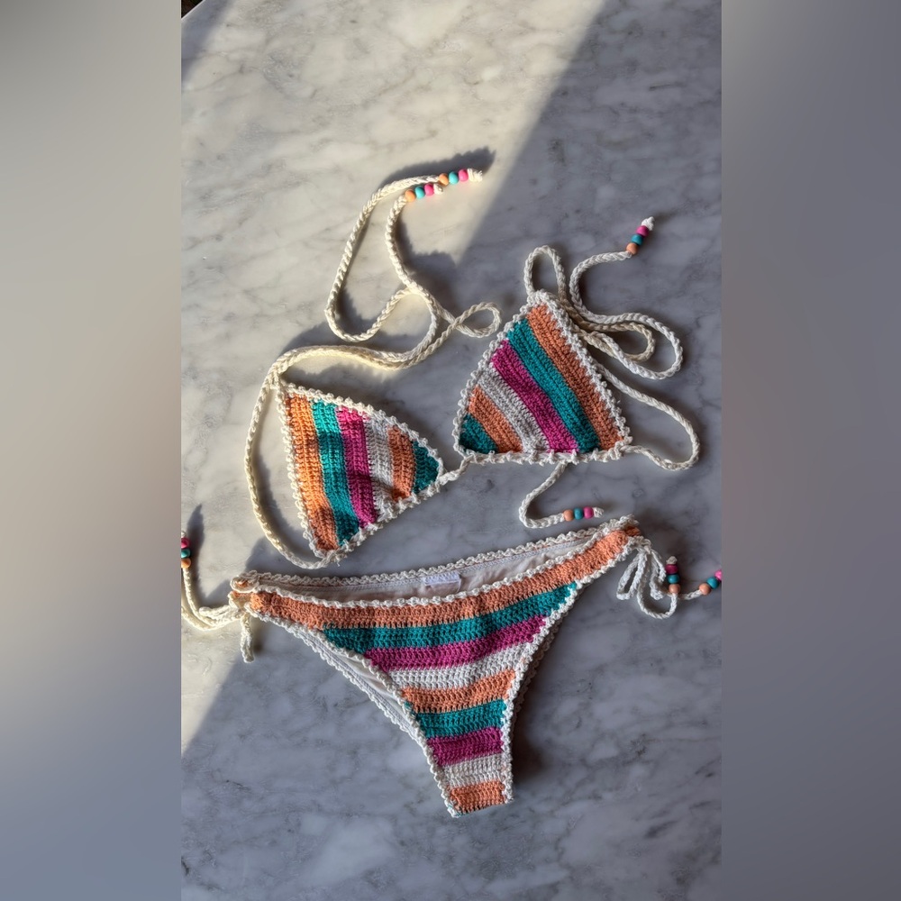 Bodygroove Crochet Bikini Set – Multicolor Stripe – Size S
